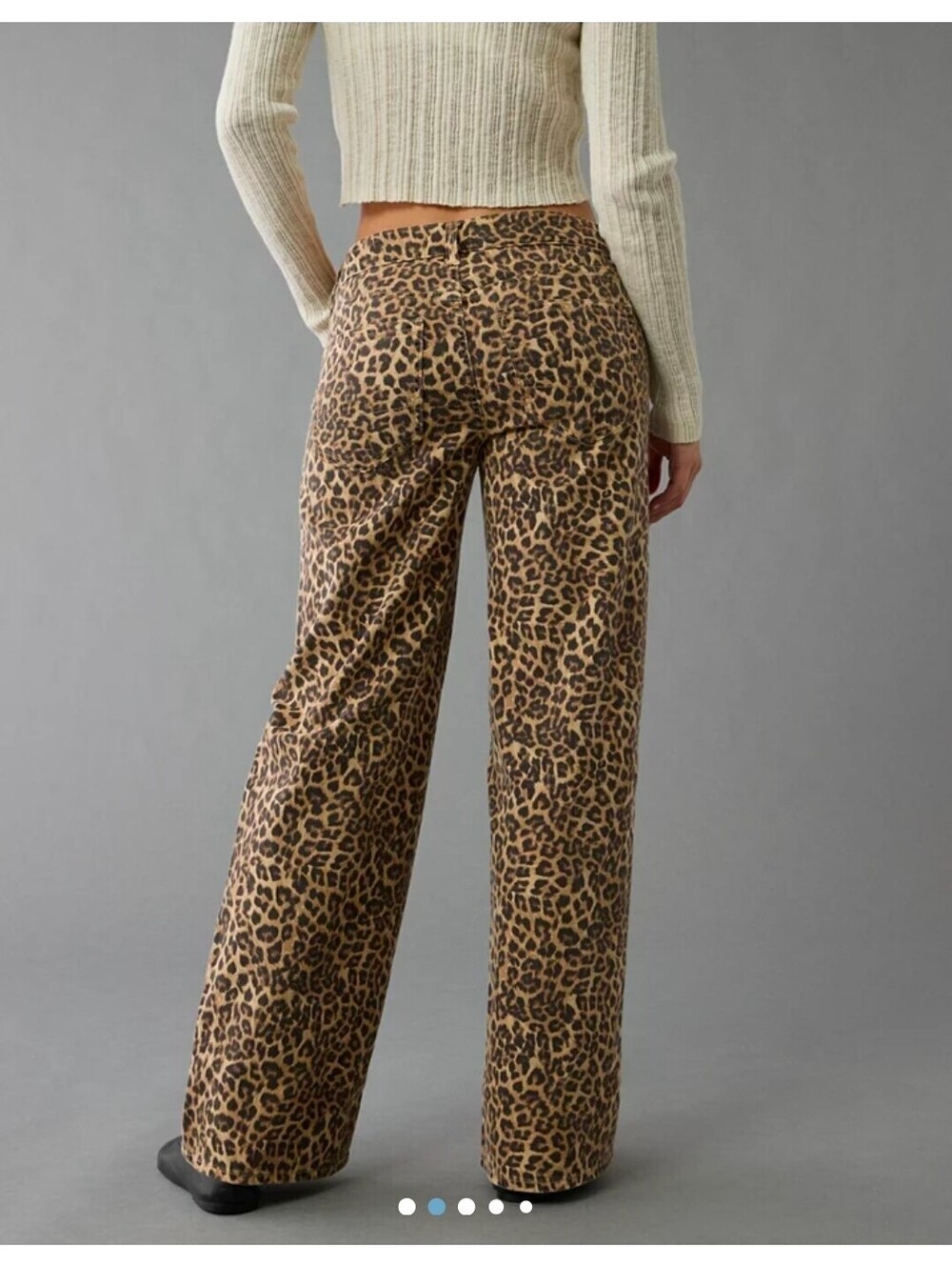 American Eagle Leopard Print Wide Leg Pants sz 2 Long - Picture 4 of 12